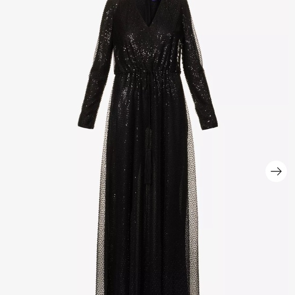 brown long sleeve formal dress Sheer Embellished Long Sleeve Evening Gown in Almond main image 0